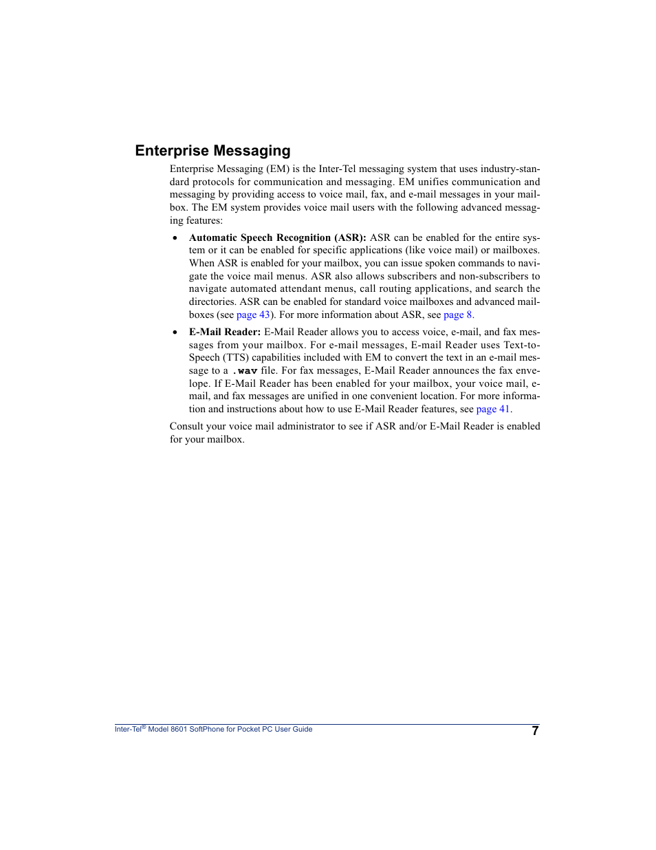 Enterprise messaging | Inter-Tel SoftPhone 8601 User Manual | Page 13 / 66