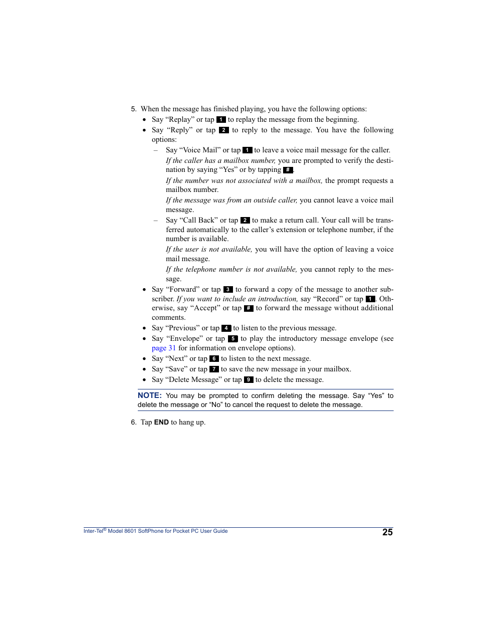 Inter-Tel SoftPhone 8601 User Manual | Page 31 / 66