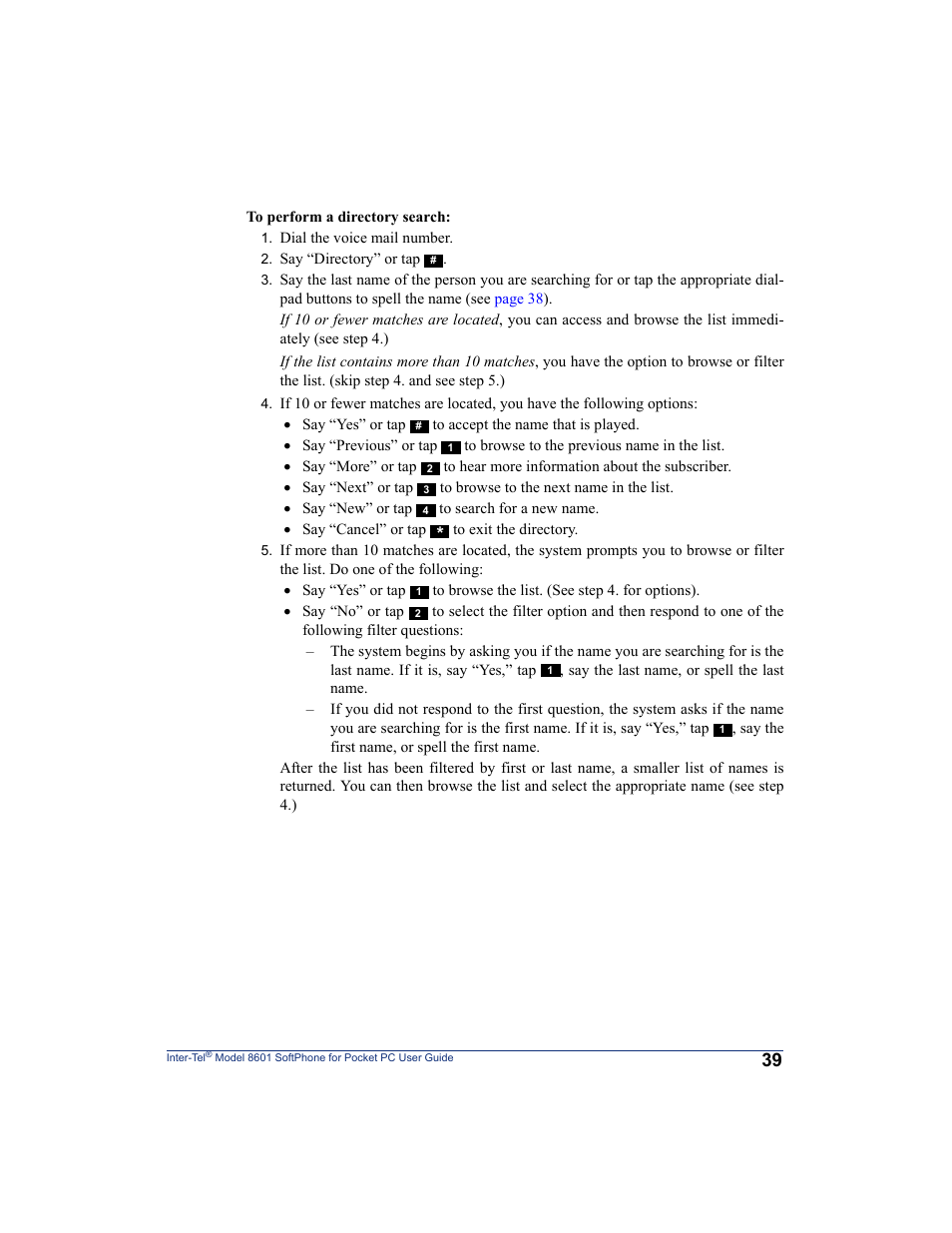 Inter-Tel SoftPhone 8601 User Manual | Page 45 / 66