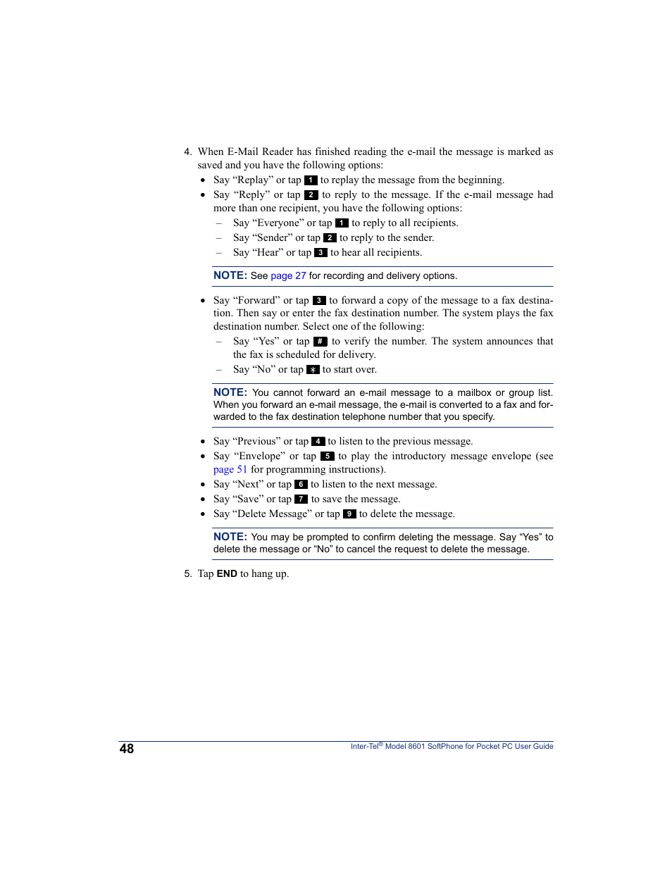 Inter-Tel SoftPhone 8601 User Manual | Page 54 / 66