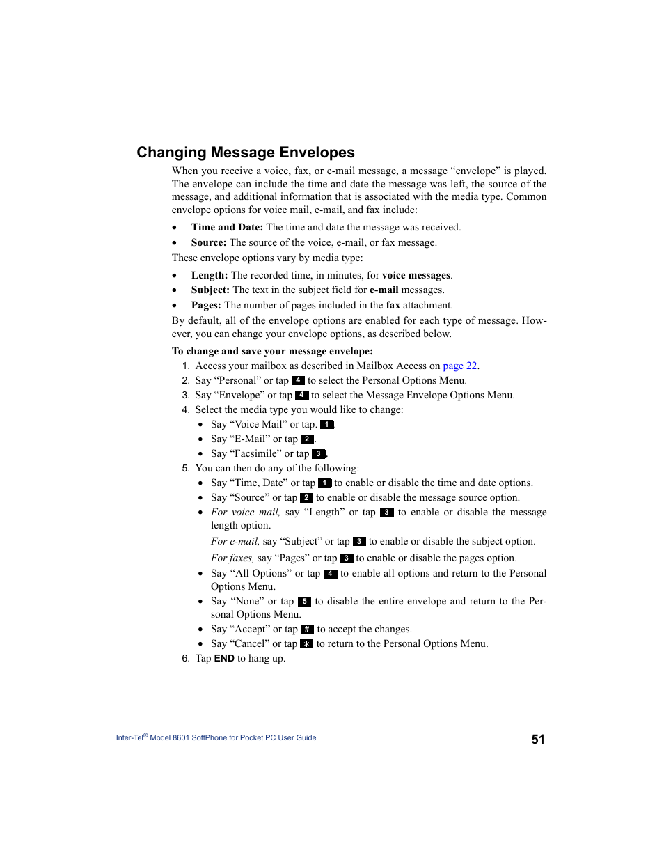 Changing message envelopes, For instructions ab | Inter-Tel SoftPhone 8601 User Manual | Page 57 / 66