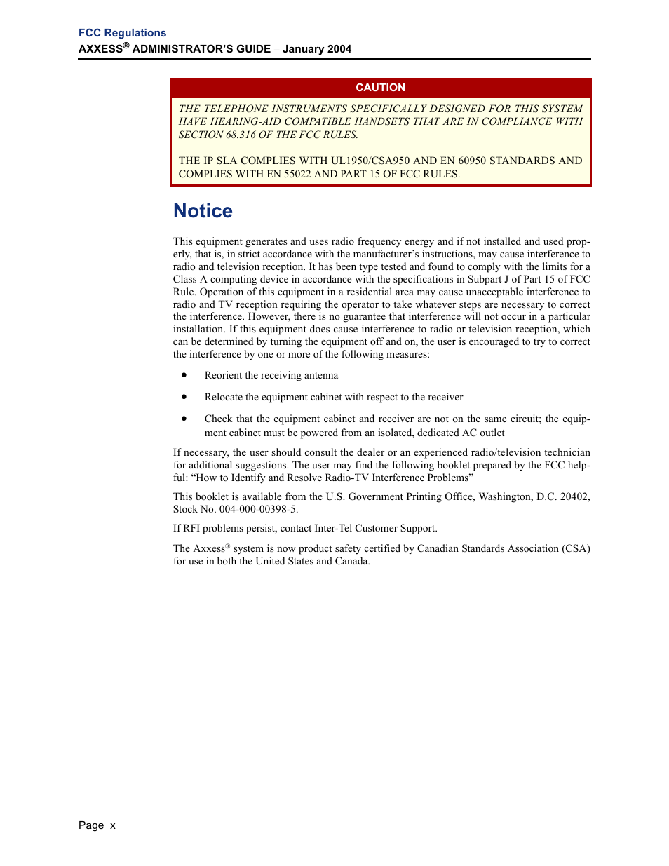Notice | Inter-Tel Axxess User Manual | Page 14 / 342