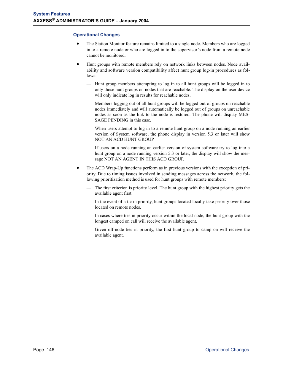 Operational changes | Inter-Tel Axxess User Manual | Page 162 / 342