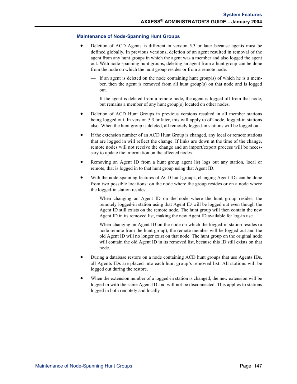 Maintenance of node-spanning hunt groups | Inter-Tel Axxess User Manual | Page 163 / 342