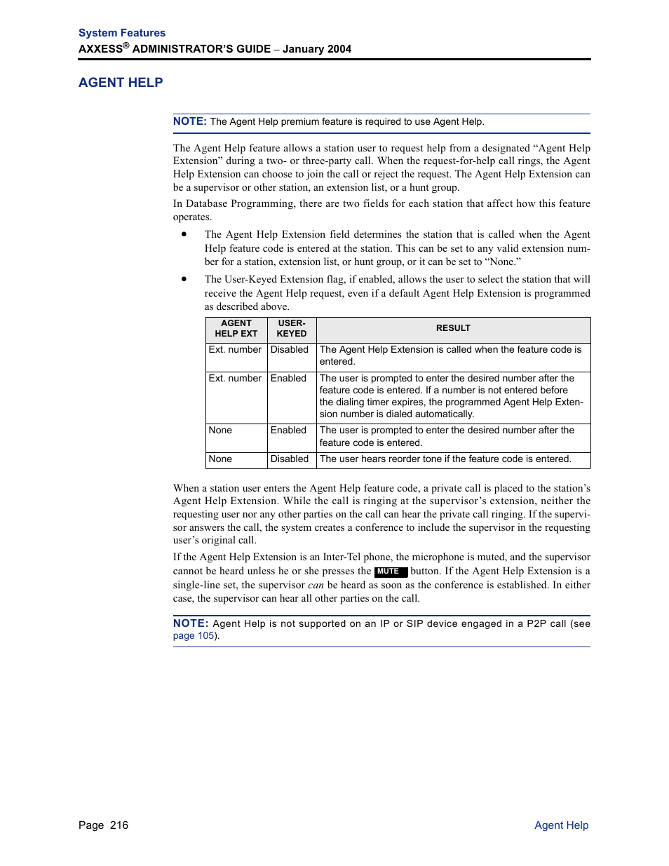 Agent help | Inter-Tel Axxess User Manual | Page 232 / 342
