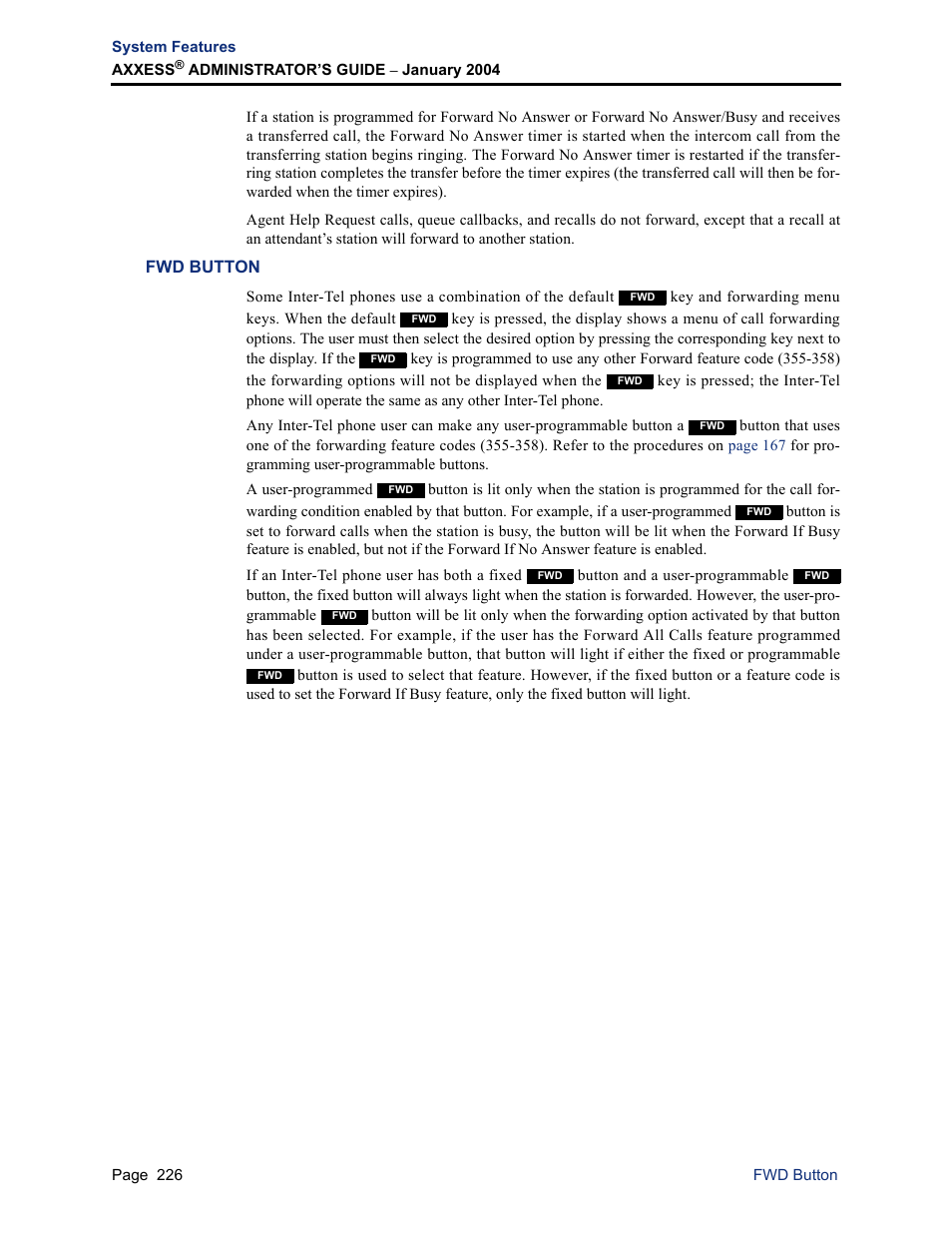 Fwd button | Inter-Tel Axxess User Manual | Page 242 / 342