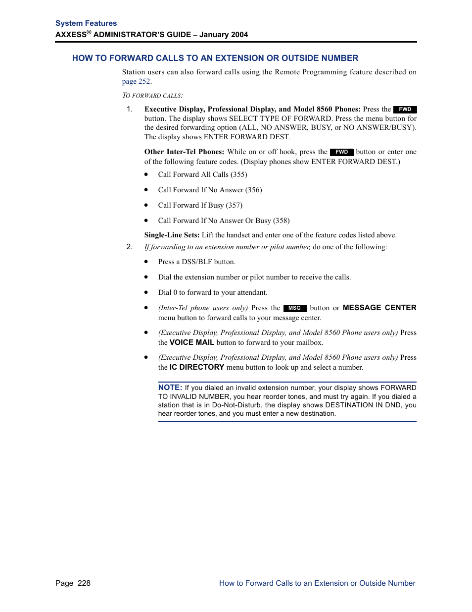 Inter-Tel Axxess User Manual | Page 244 / 342