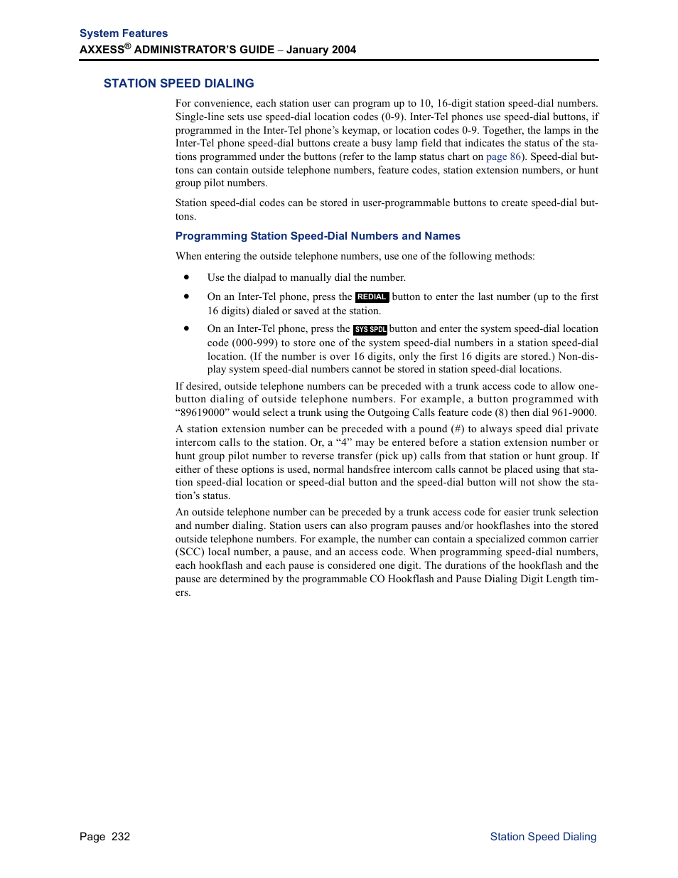 Station speed dialing, Programming station speed-dial numbers and names, Bed on | Inter-Tel Axxess User Manual | Page 248 / 342