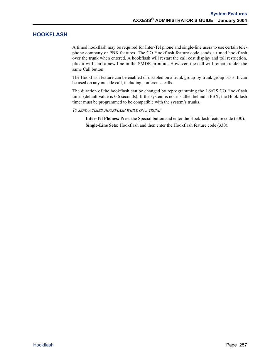 Hookflash | Inter-Tel Axxess User Manual | Page 273 / 342