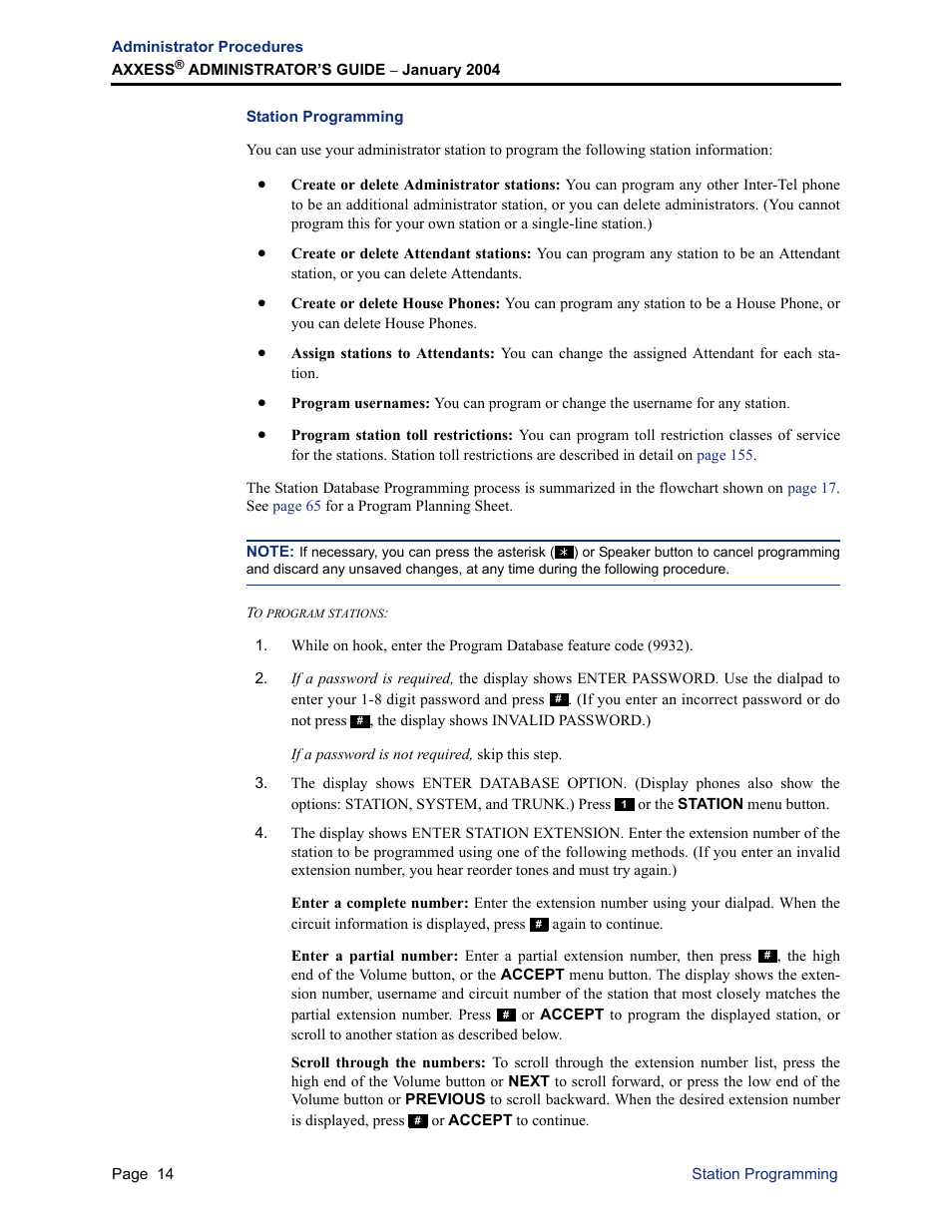 Station programming | Inter-Tel Axxess User Manual | Page 30 / 342