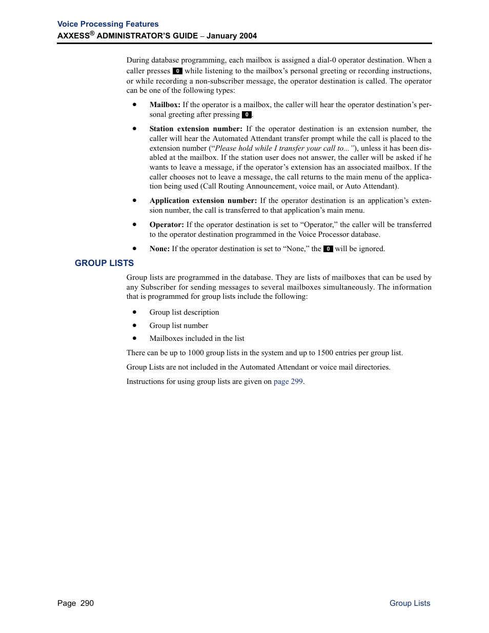 Group lists | Inter-Tel Axxess User Manual | Page 306 / 342
