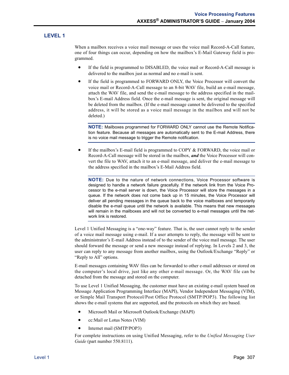 Level 1 | Inter-Tel Axxess User Manual | Page 323 / 342