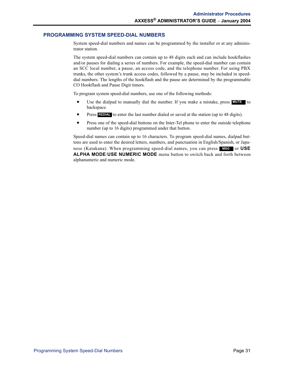 Programming system speed-dial numbers | Inter-Tel Axxess User Manual | Page 47 / 342