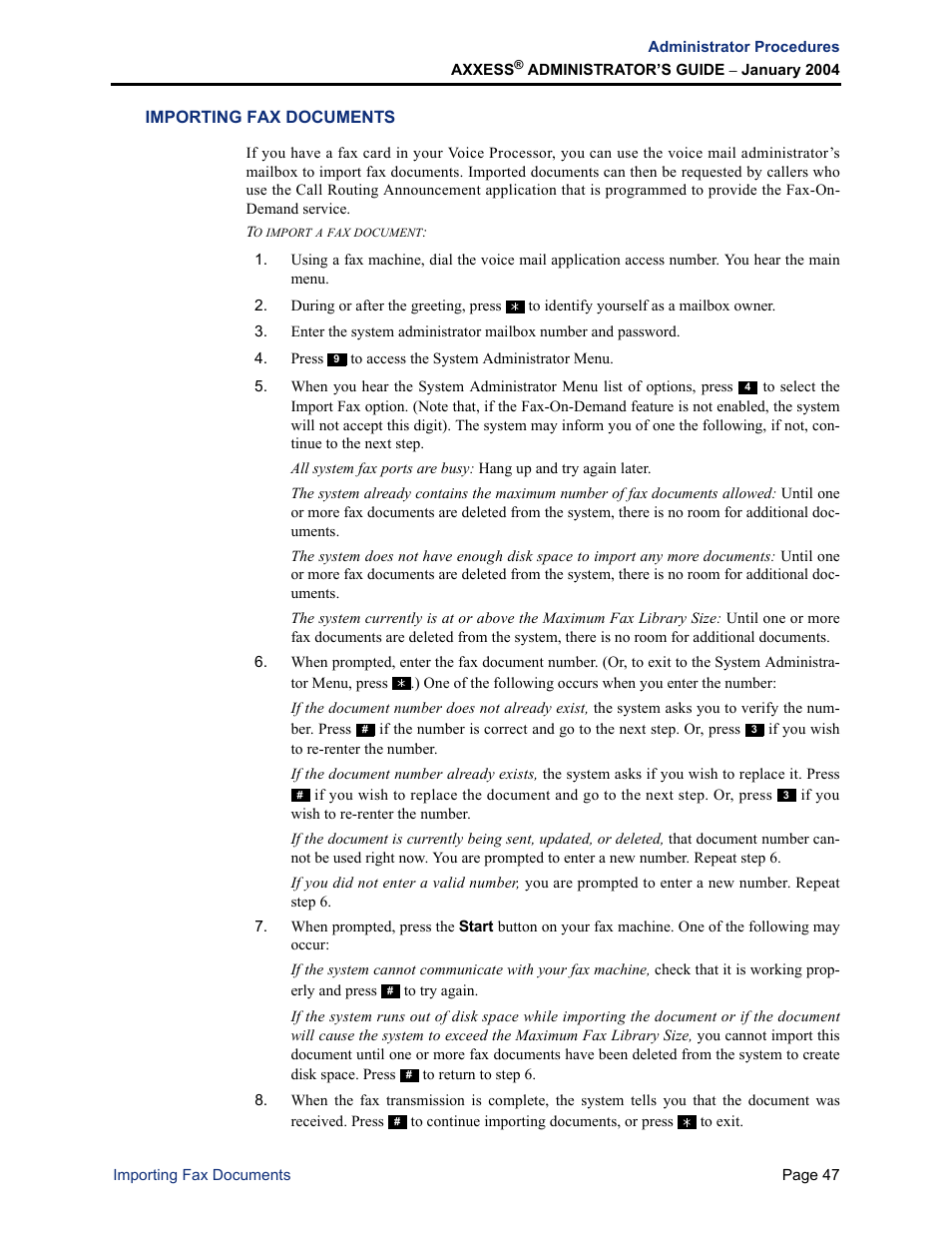 Importing fax documents | Inter-Tel Axxess User Manual | Page 63 / 342