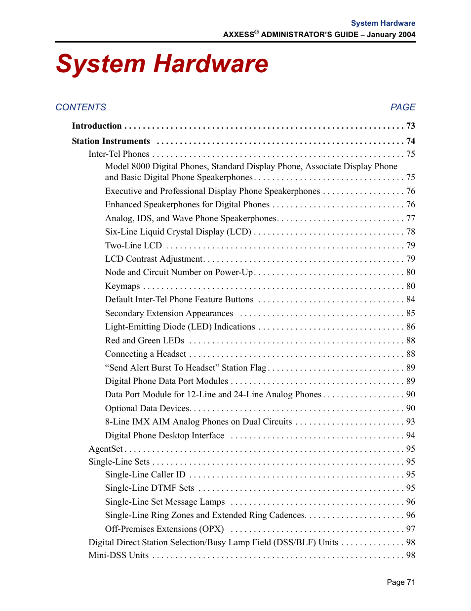 System hardware | Inter-Tel Axxess User Manual | Page 87 / 342