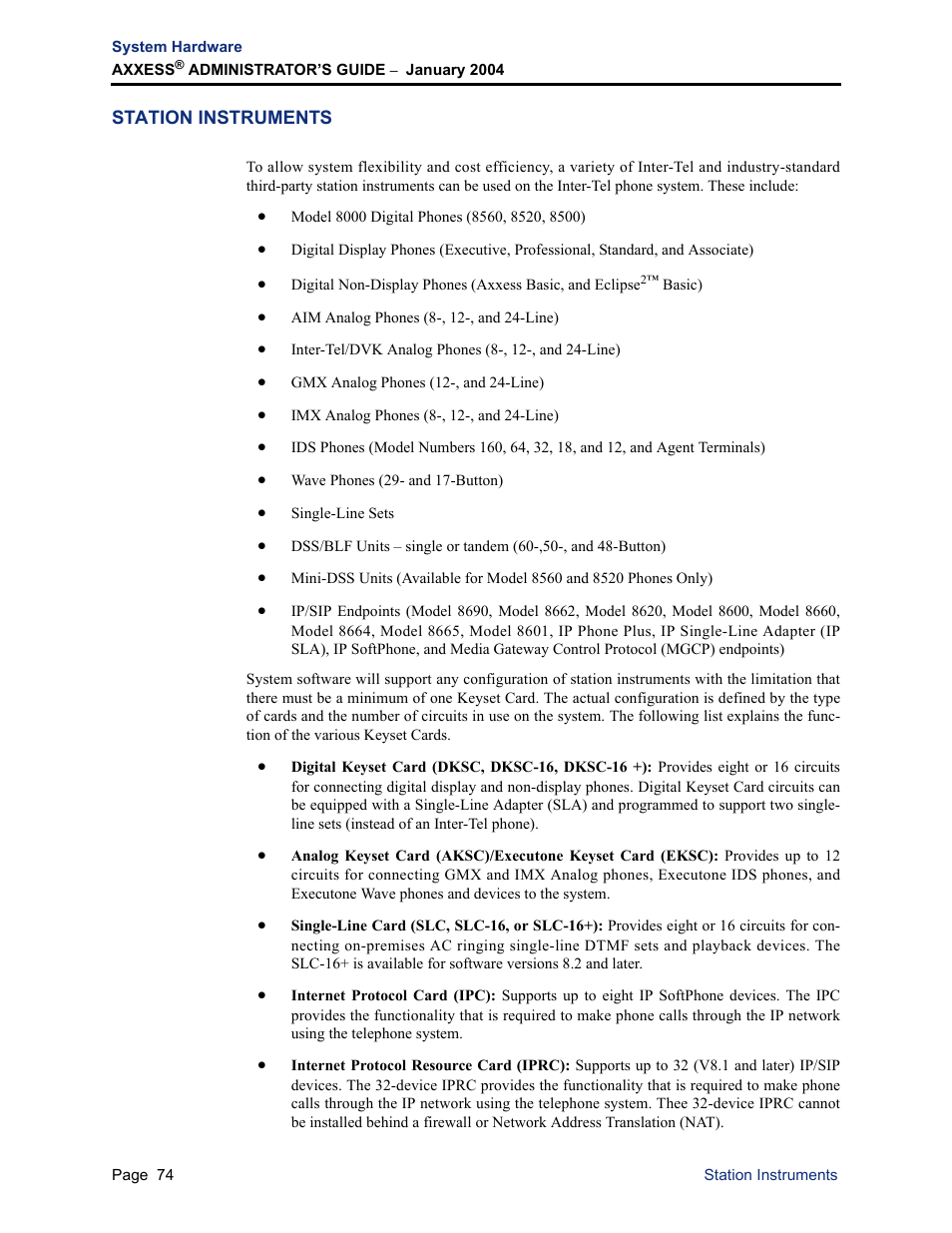 Station instruments | Inter-Tel Axxess User Manual | Page 90 / 342
