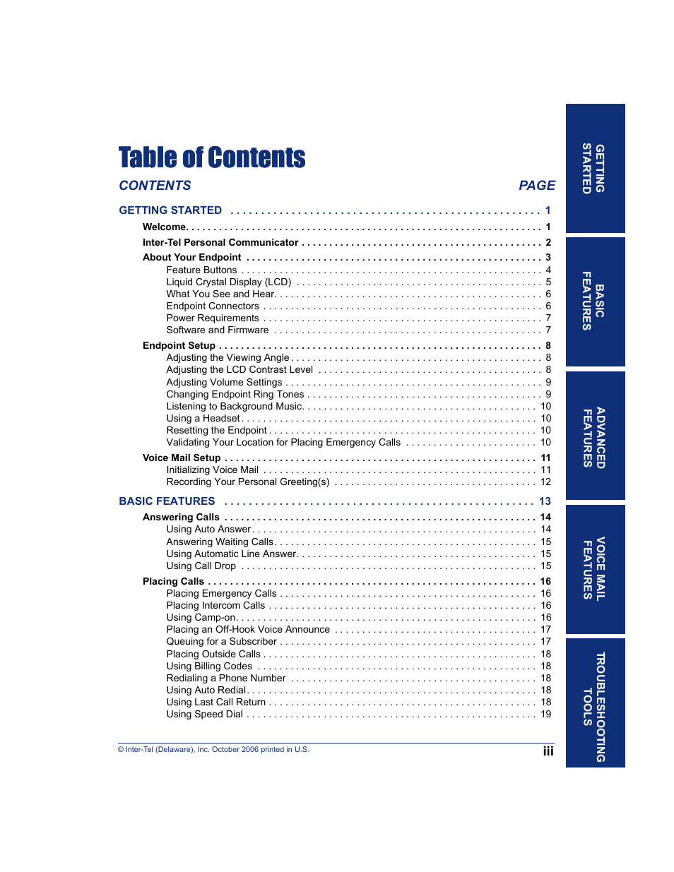 Inter-Tel 8622 User Manual | Page 11 / 90