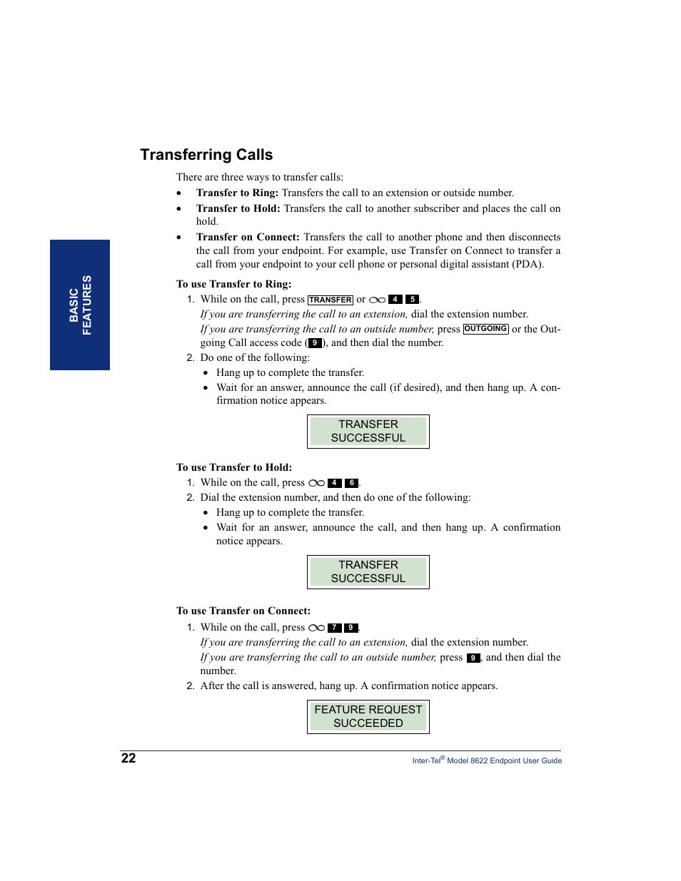 Transferring calls | Inter-Tel 8622 User Manual | Page 36 / 90