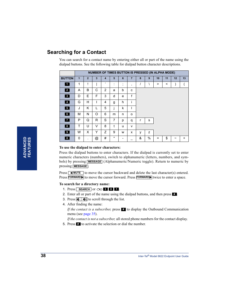 Searching for a contact | Inter-Tel 8622 User Manual | Page 52 / 90