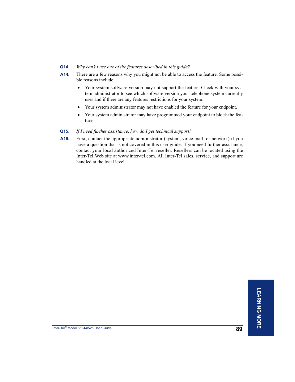 Inter-Tel USER GUIDE 8525 User Manual | Page 101 / 112