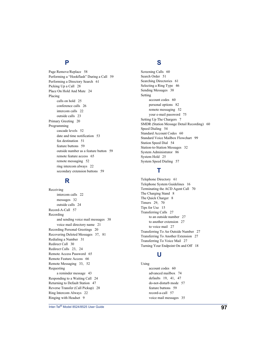 Inter-Tel USER GUIDE 8525 User Manual | Page 109 / 112