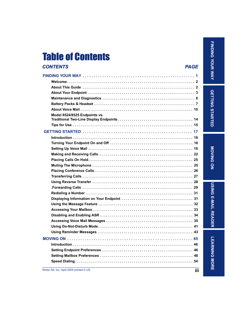 Inter-Tel USER GUIDE 8525 User Manual | Page 11 / 112