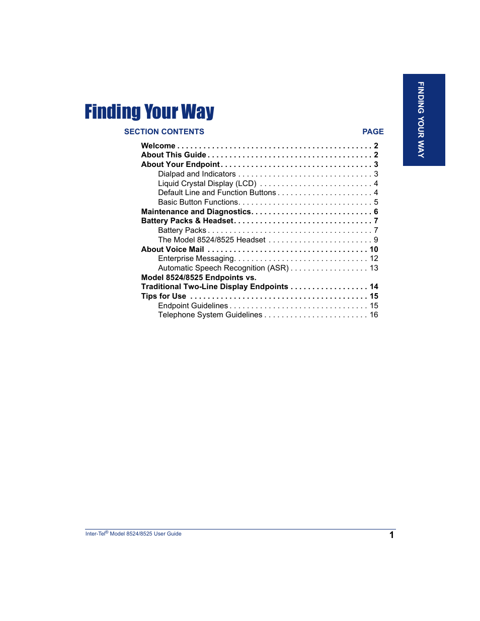 Finding your way | Inter-Tel USER GUIDE 8525 User Manual | Page 13 / 112