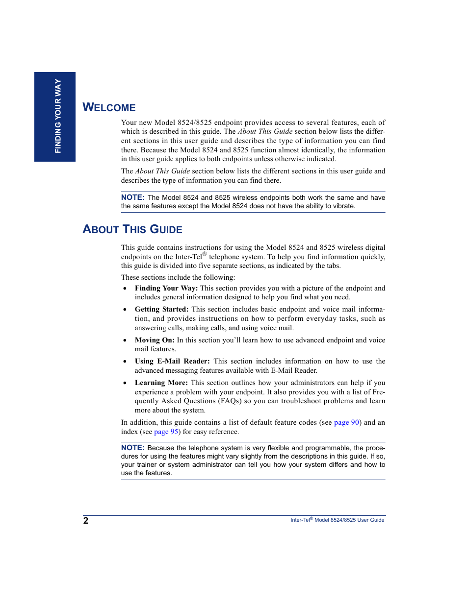 Welcome, About this guide, Welcome about this guide | Inter-Tel USER GUIDE 8525 User Manual | Page 14 / 112