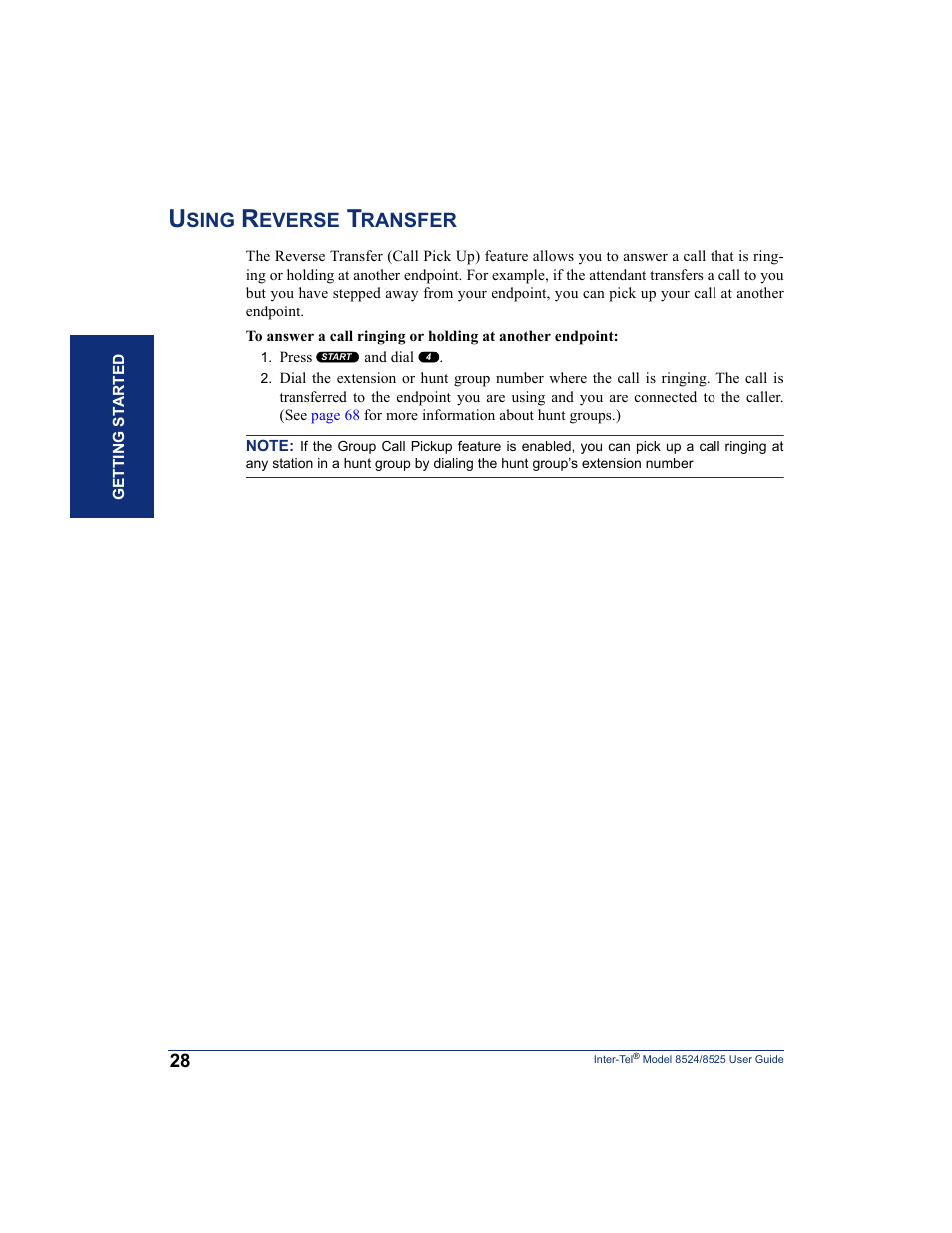 Using reverse transfer, Sing, Everse | Ransfer | Inter-Tel USER GUIDE 8525 User Manual | Page 40 / 112