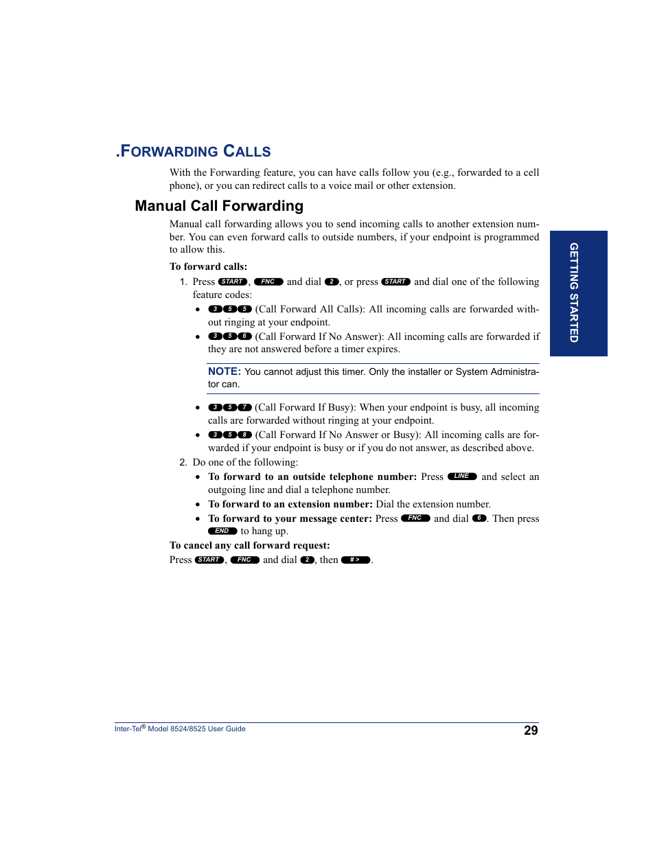 Forwarding calls, Manual call forwarding, Orwarding | Alls | Inter-Tel USER GUIDE 8525 User Manual | Page 41 / 112