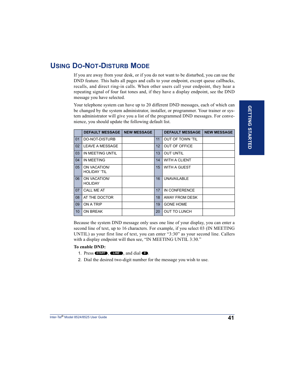 Using do-not-disturb mode, Sing, Isturb | Inter-Tel USER GUIDE 8525 User Manual | Page 53 / 112