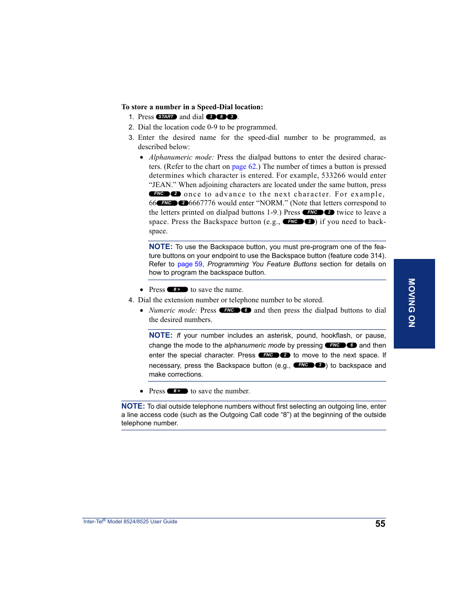 Mo ving o n | Inter-Tel USER GUIDE 8525 User Manual | Page 67 / 112