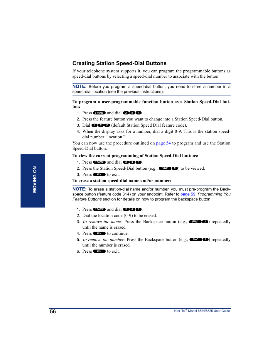 Creating station speed-dial buttons | Inter-Tel USER GUIDE 8525 User Manual | Page 68 / 112