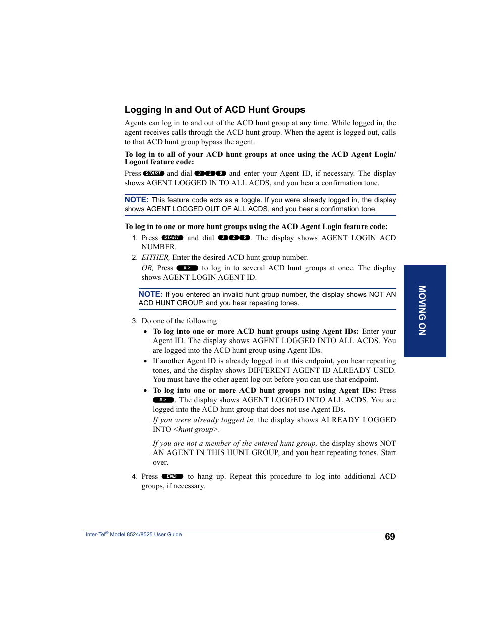 Logging in and out of acd hunt groups | Inter-Tel USER GUIDE 8525 User Manual | Page 81 / 112