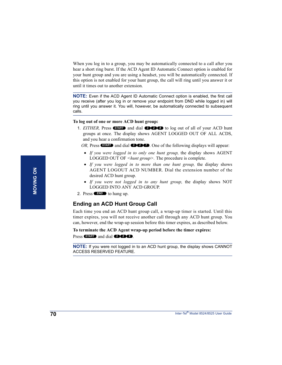 Ending an acd hunt group call | Inter-Tel USER GUIDE 8525 User Manual | Page 82 / 112