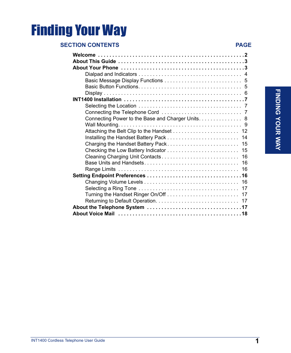 Finding your way | Inter-Tel INT1400 User Manual | Page 13 / 44