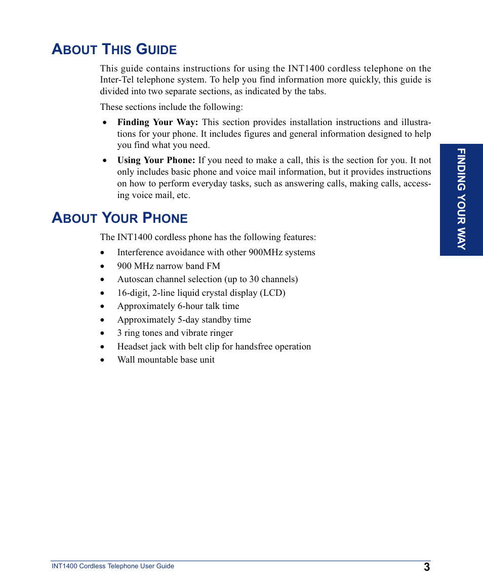 About this guide, About your phone, About this guide about your phone | Inter-Tel INT1400 User Manual | Page 15 / 44