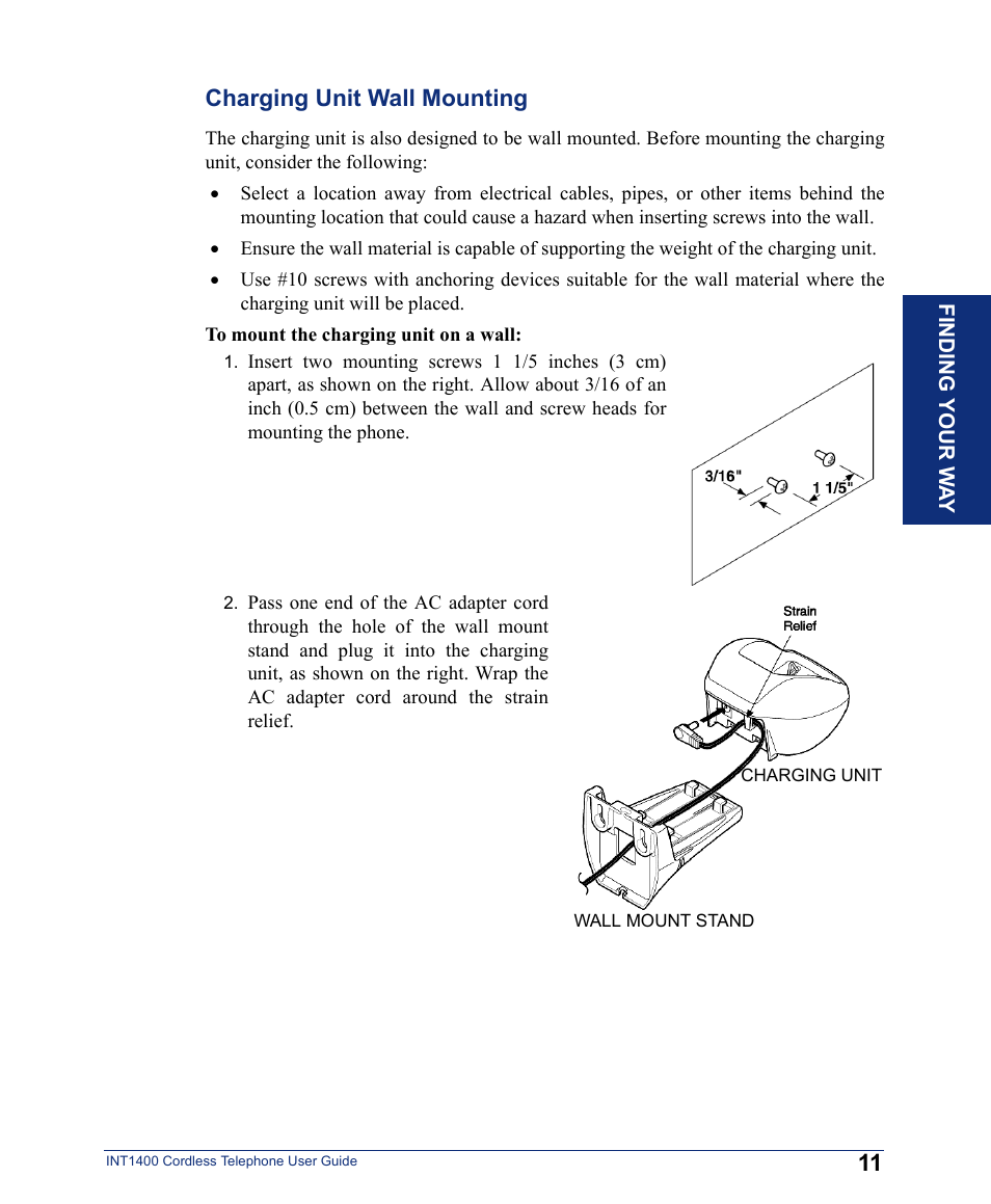 Charging unit wall mounting | Inter-Tel INT1400 User Manual | Page 23 / 44