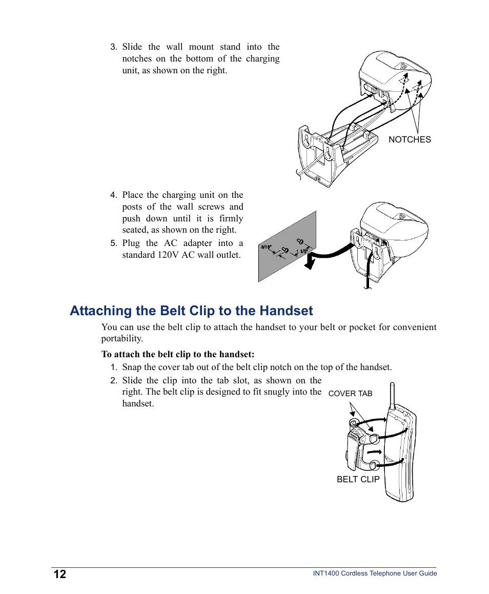 Attaching the belt clip to the handset | Inter-Tel INT1400 User Manual | Page 24 / 44