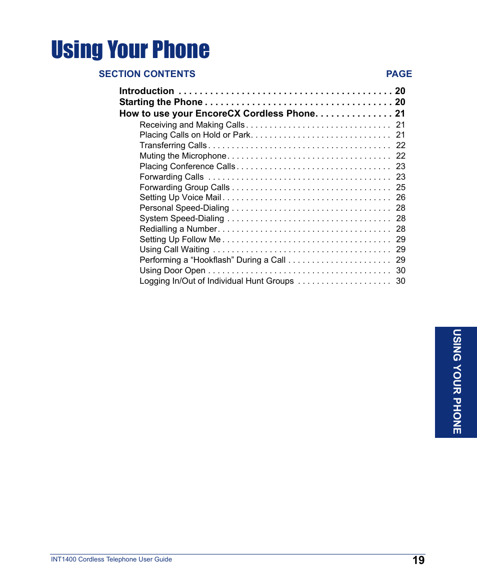 Using your phone | Inter-Tel INT1400 User Manual | Page 31 / 44