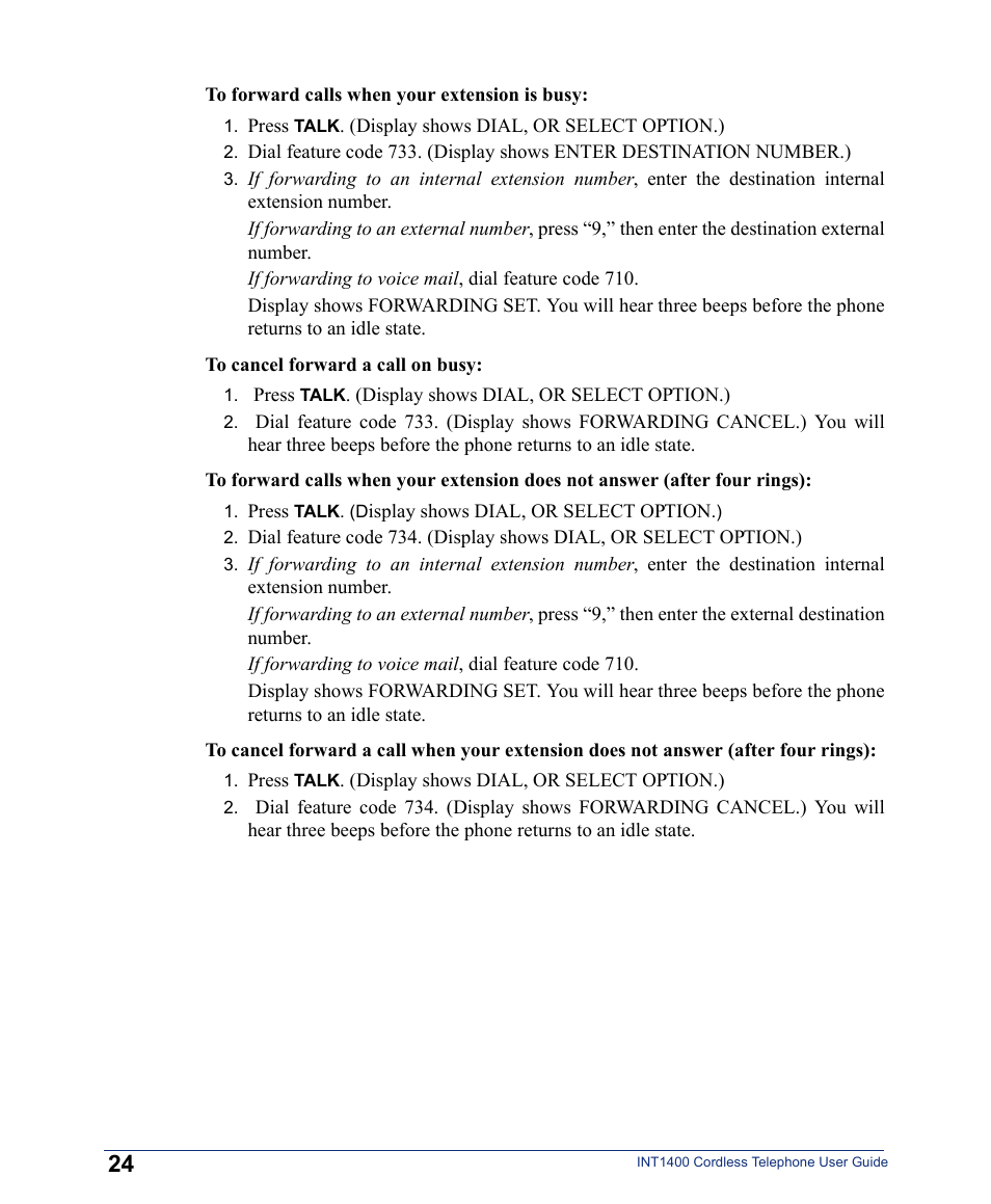 Inter-Tel INT1400 User Manual | Page 36 / 44