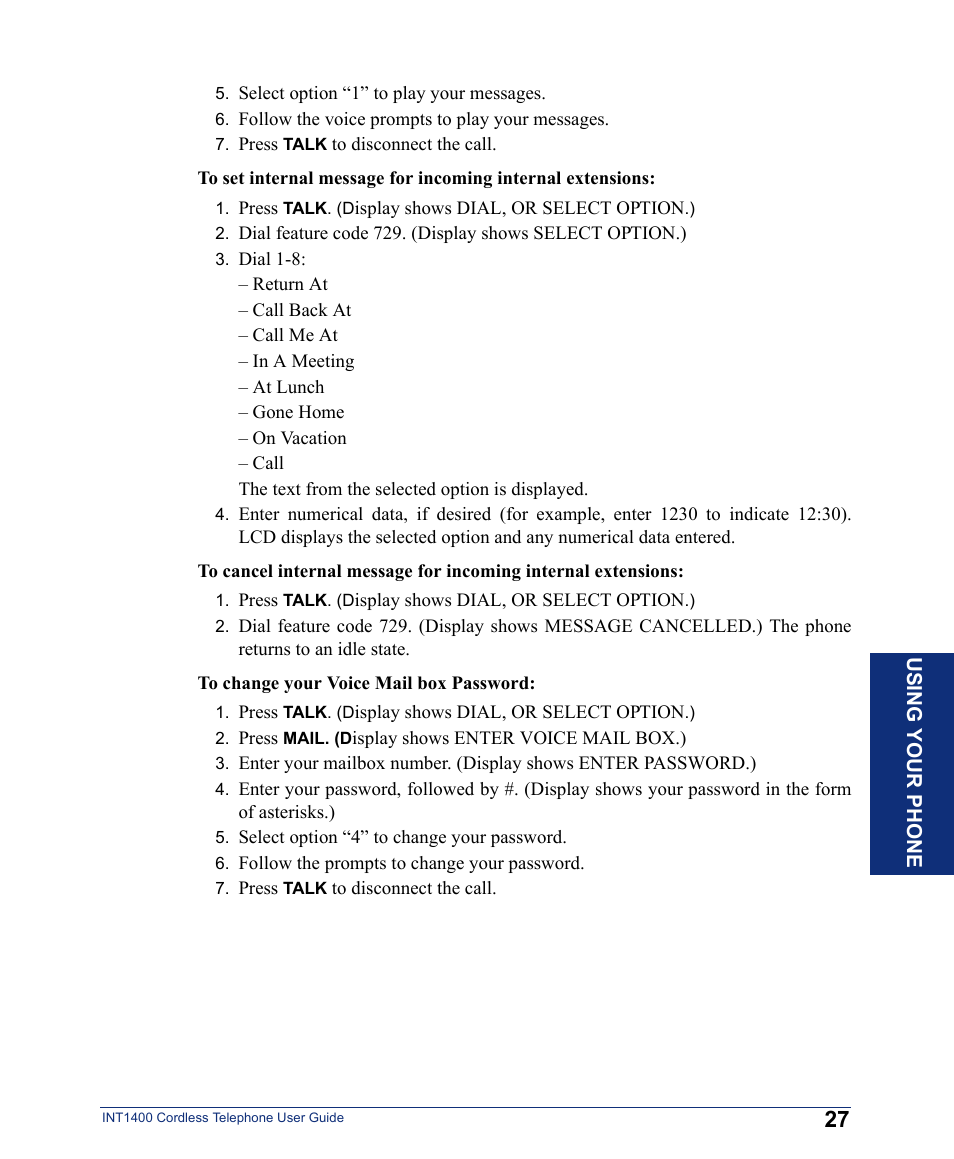 Inter-Tel INT1400 User Manual | Page 39 / 44