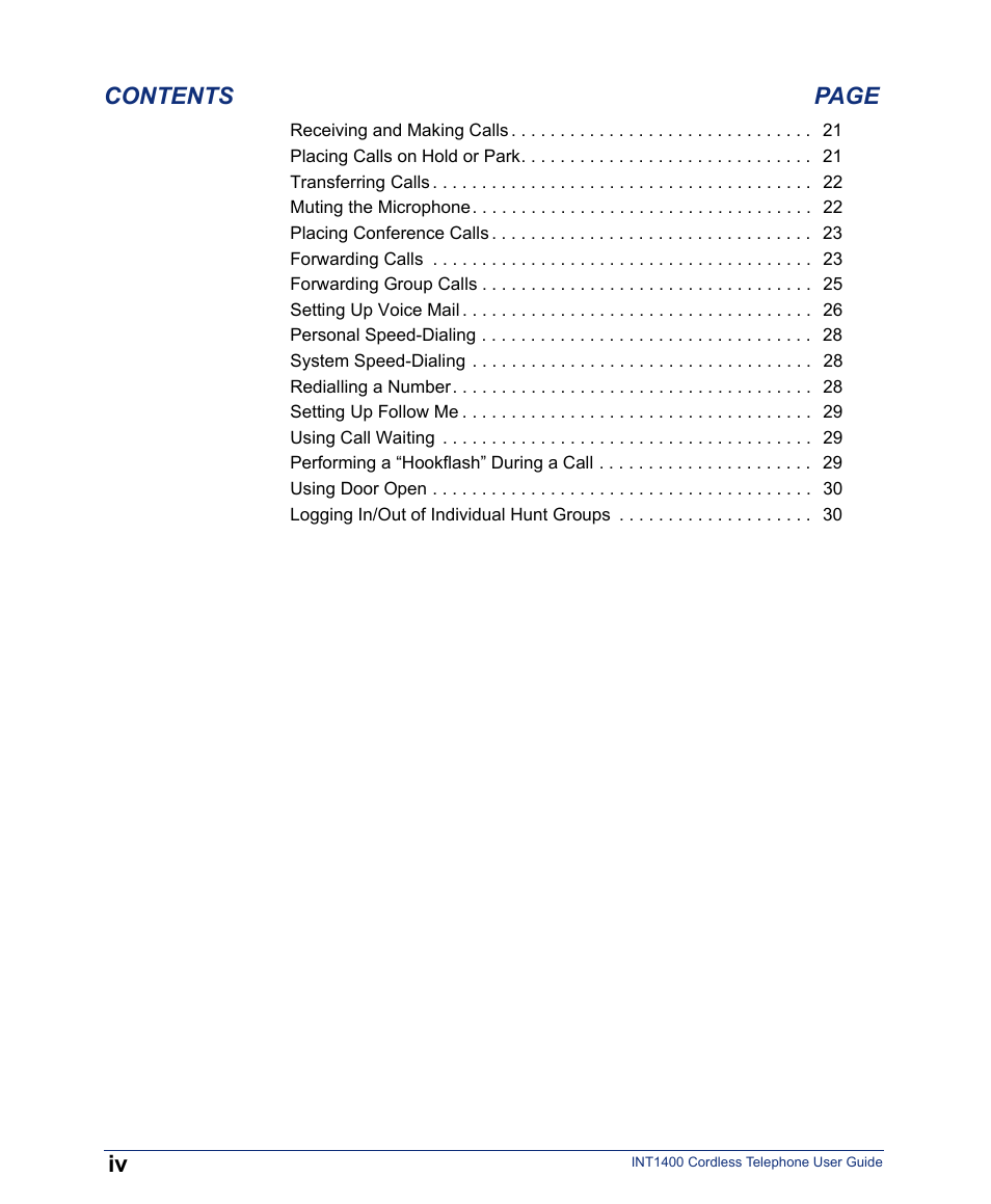 Inter-Tel INT1400 User Manual | Page 6 / 44