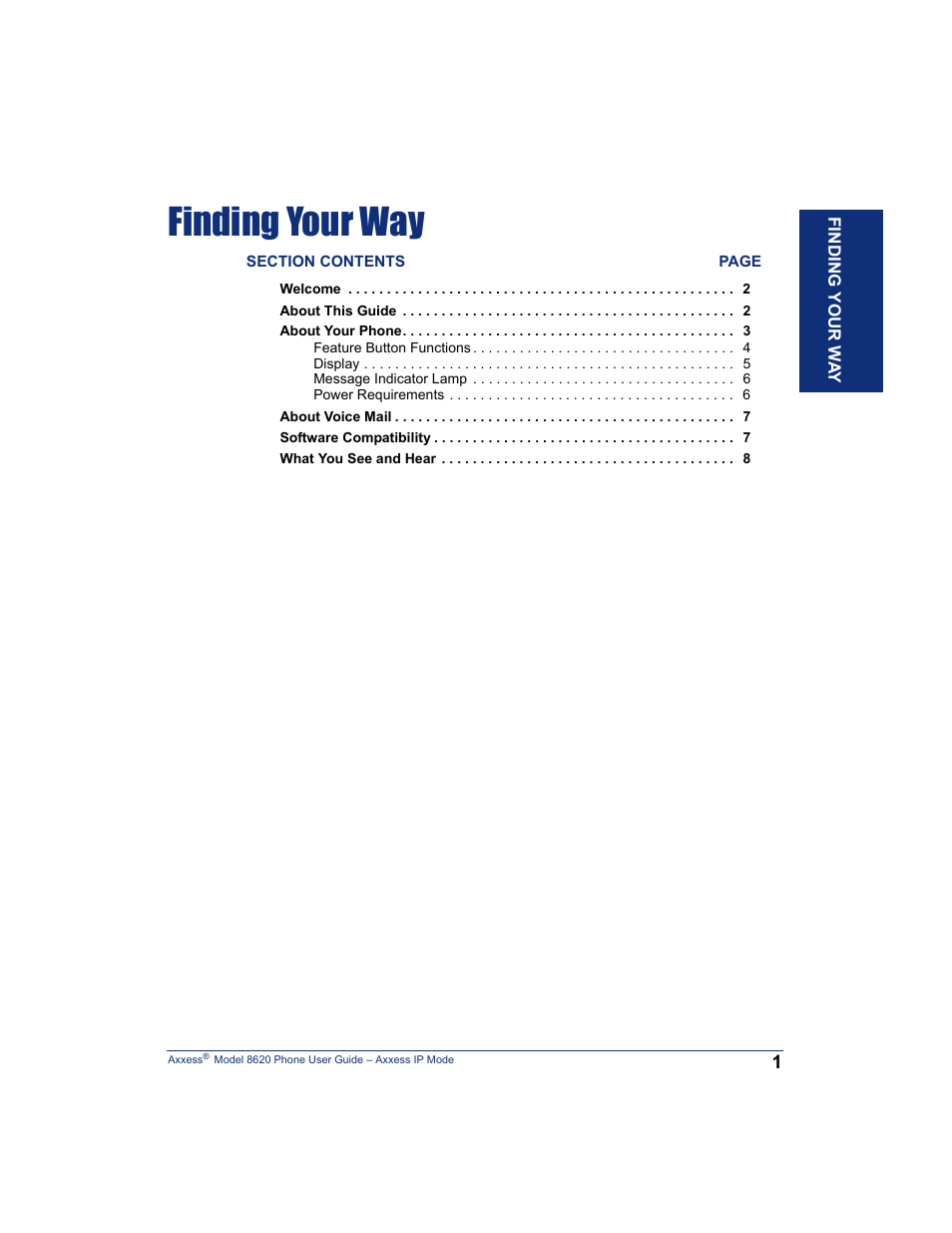 Finding your way | Inter-Tel AXXESS IP MODE 8620 User Manual | Page 11 / 88