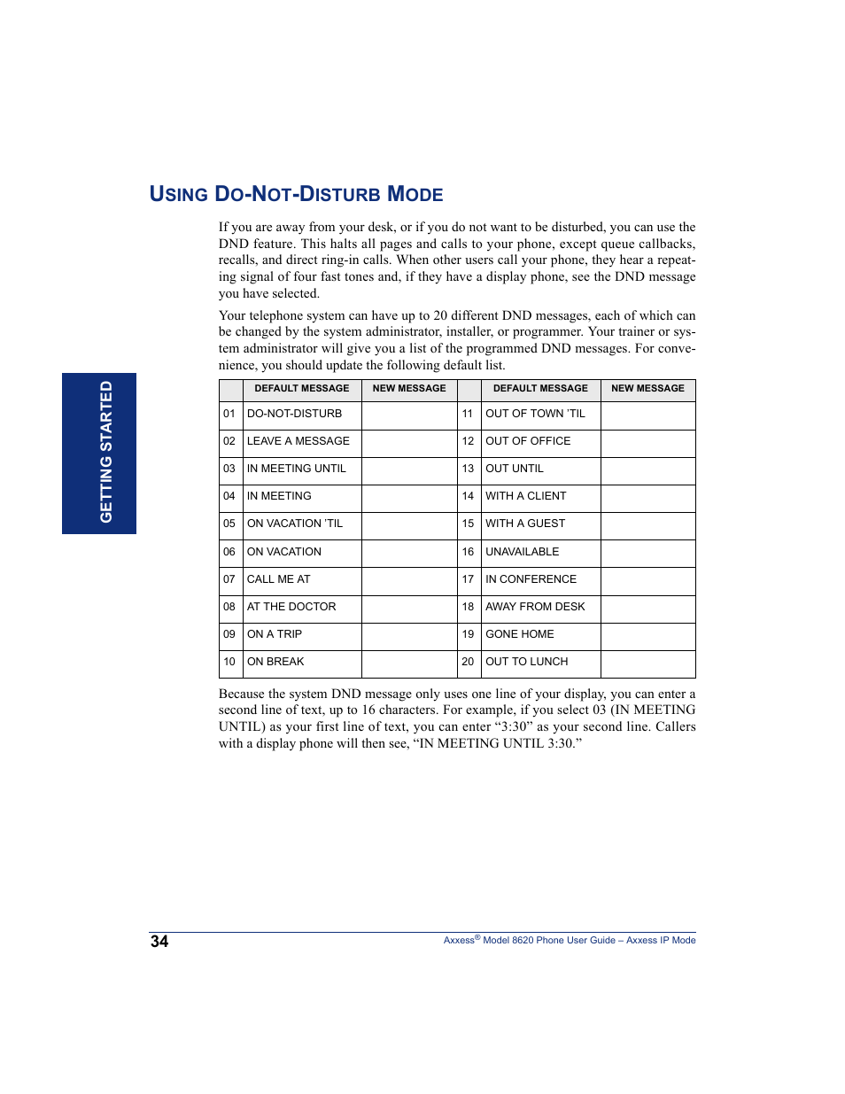 Using do-not-disturb mode, Sing, Isturb | Inter-Tel AXXESS IP MODE 8620 User Manual | Page 44 / 88