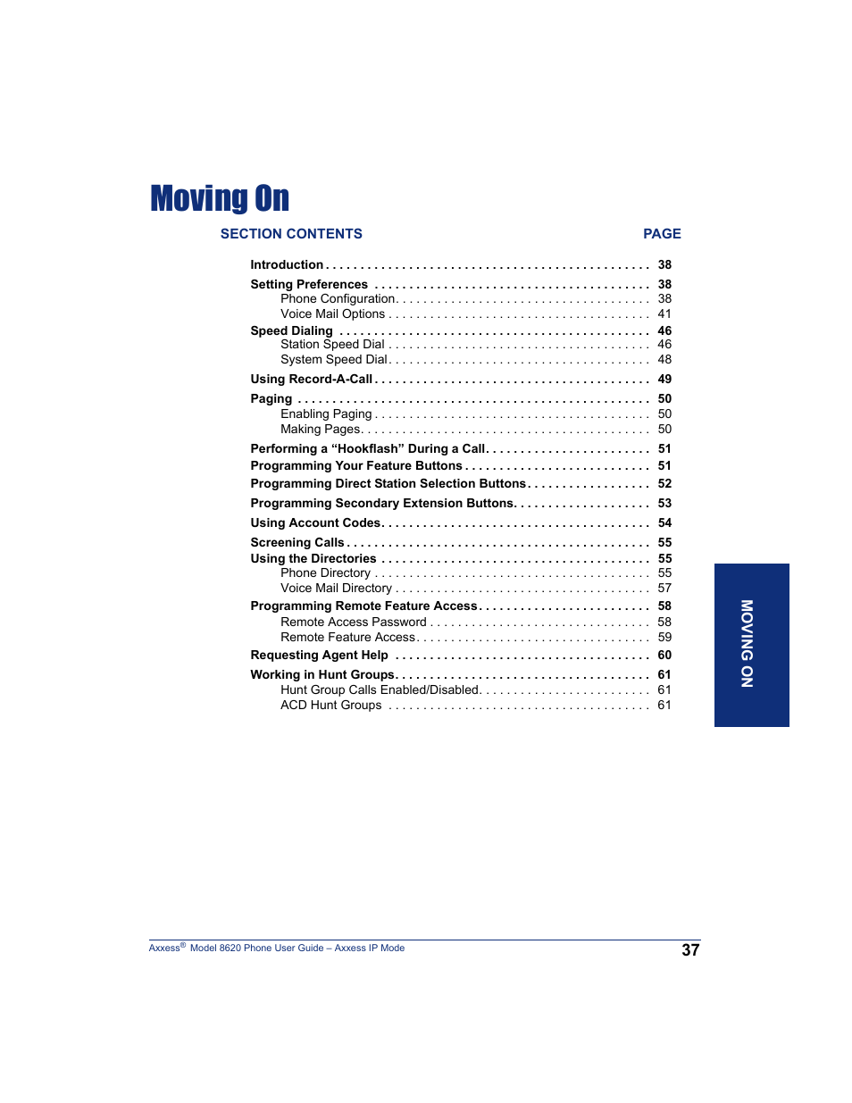 Moving on | Inter-Tel AXXESS IP MODE 8620 User Manual | Page 47 / 88