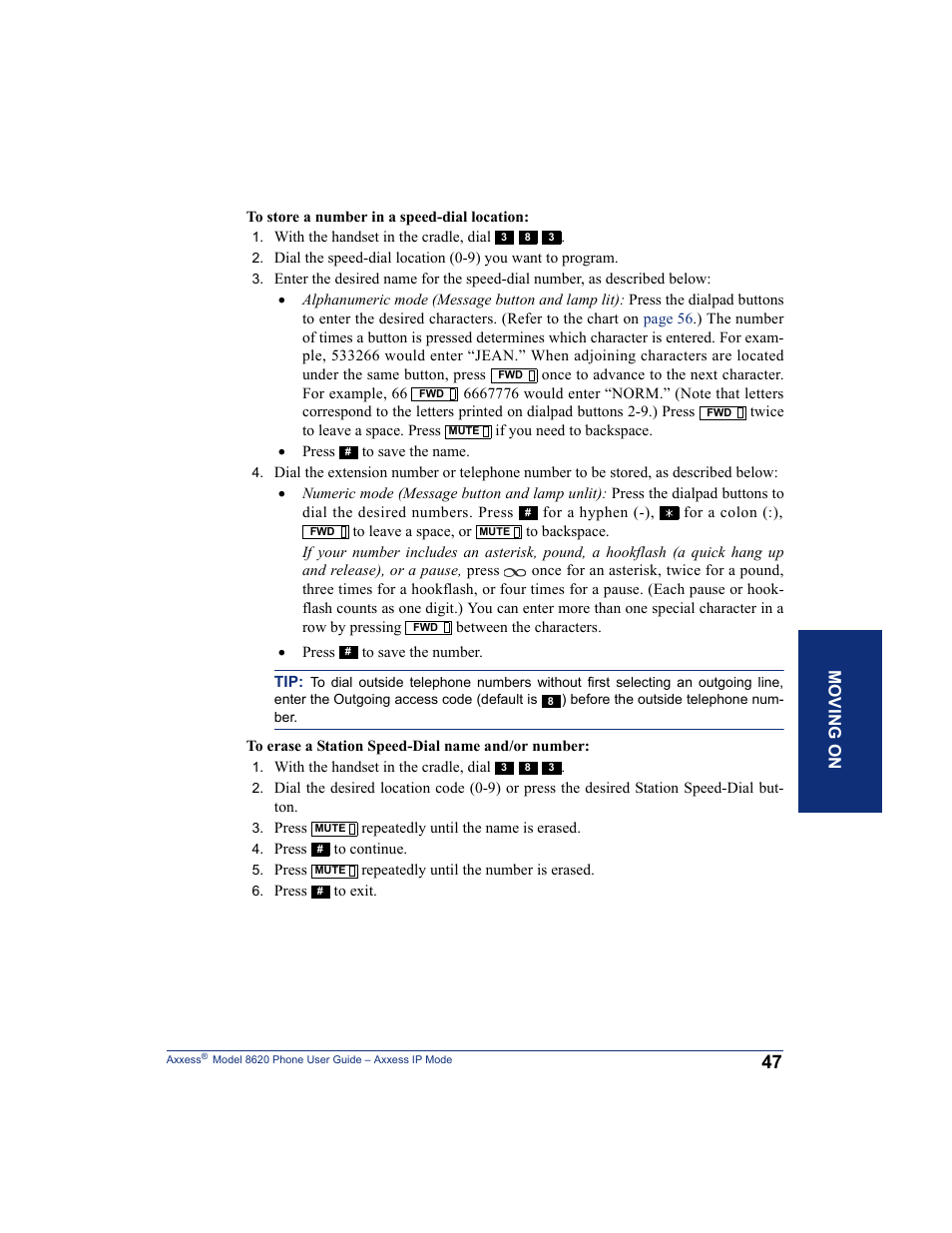 Inter-Tel AXXESS IP MODE 8620 User Manual | Page 57 / 88