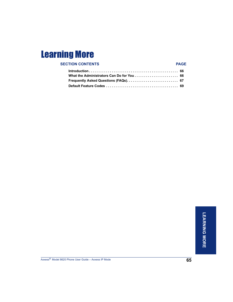 Learning more | Inter-Tel AXXESS IP MODE 8620 User Manual | Page 75 / 88