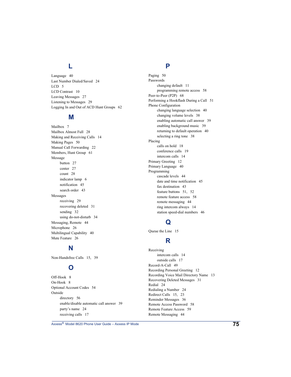 Inter-Tel AXXESS IP MODE 8620 User Manual | Page 85 / 88