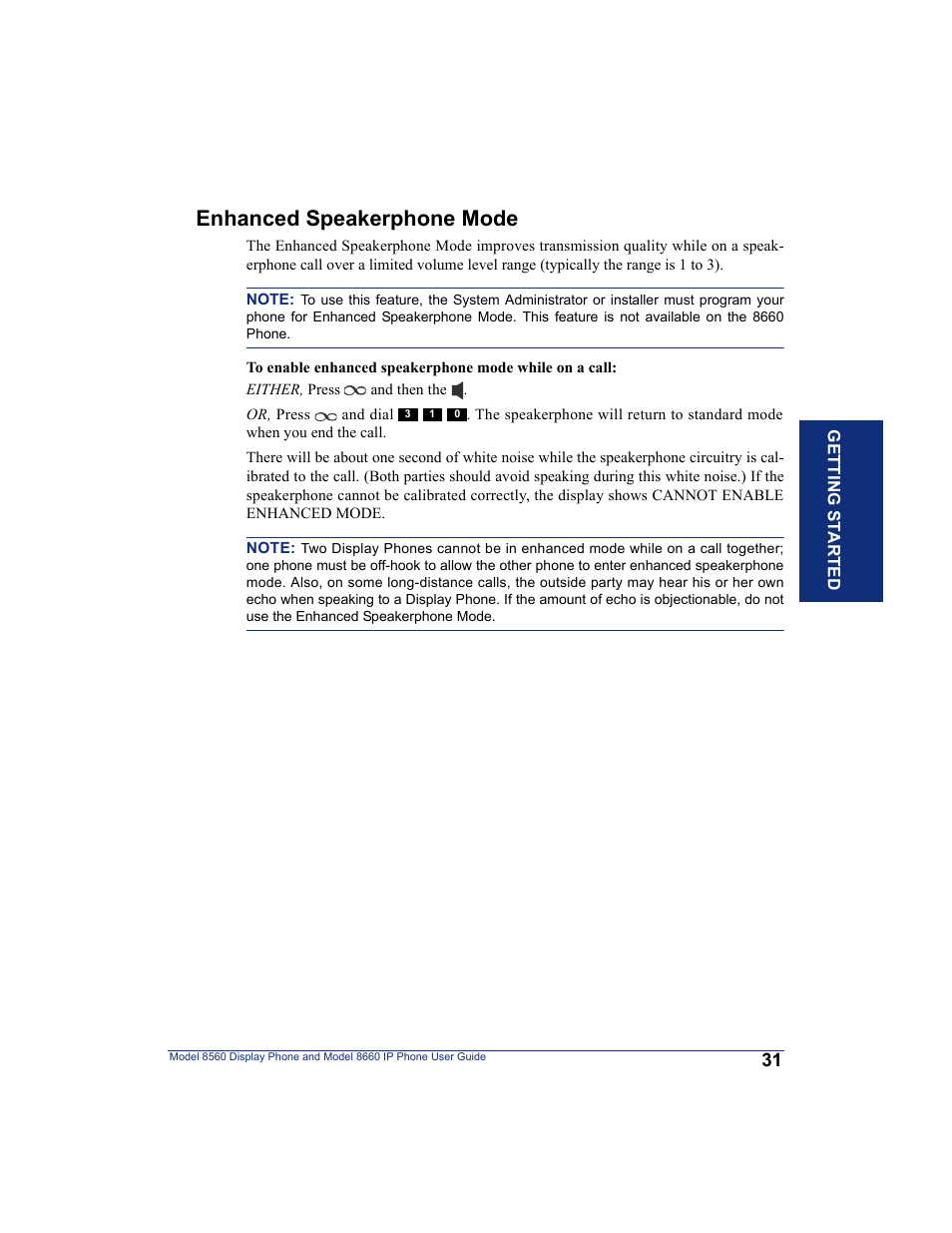 Enhanced speakerphone mode | Inter-Tel AXXESS 8560 User Manual | Page 41 / 92